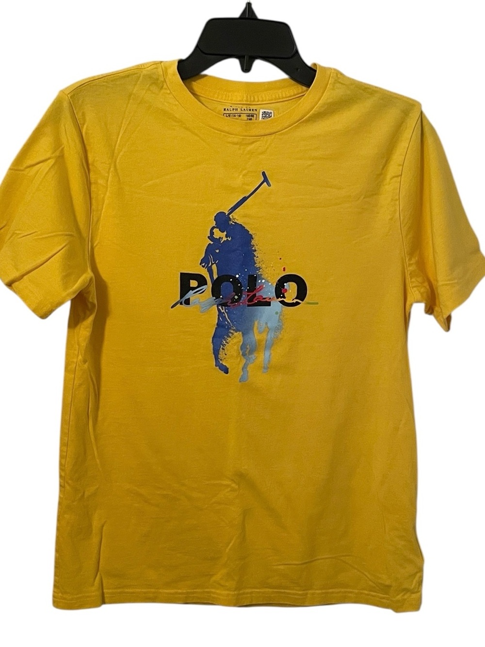 Polo Ralph Lauren Boy’s Yellow Multicolor Graphic Logo T-Shirt Size L (14/16)